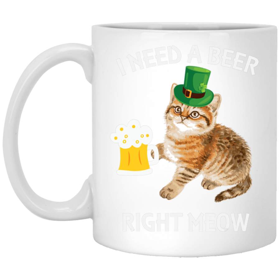 Irish Beer Cat St Patricks Day Drinking s Gift White Mug