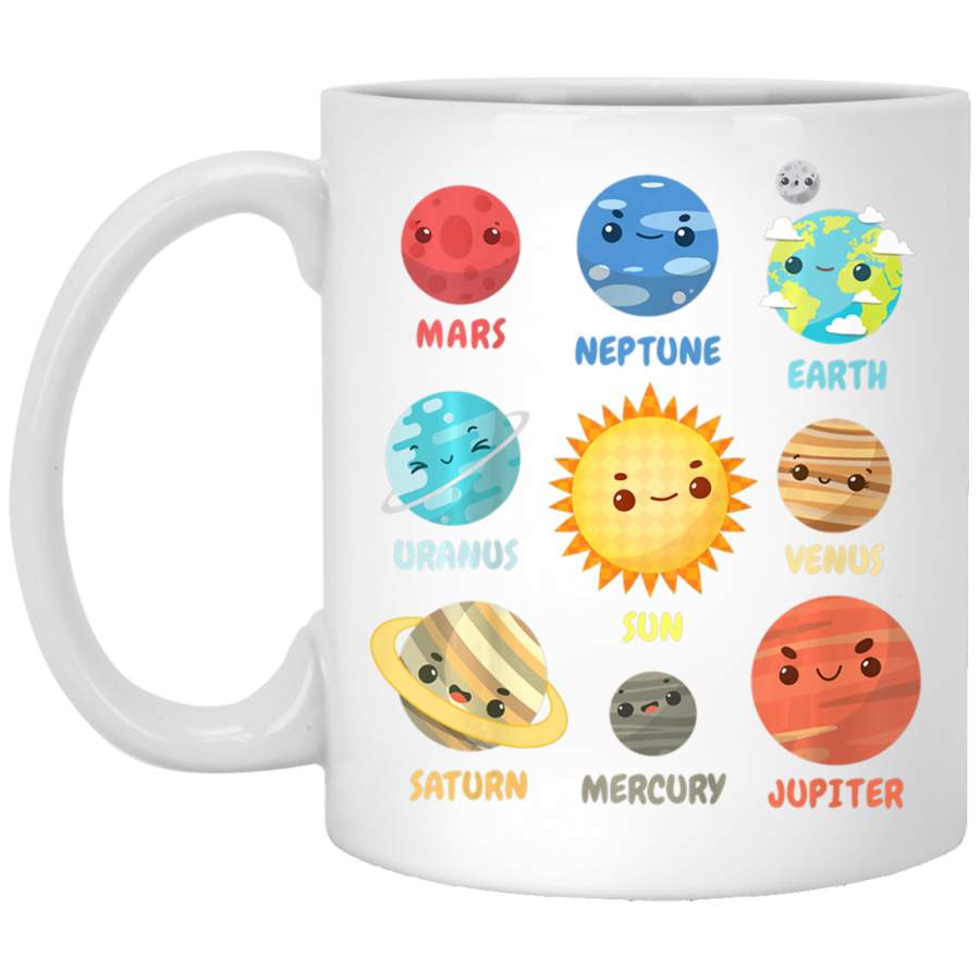 Kids Solar System Planets Gift For Space Geeks White Mug