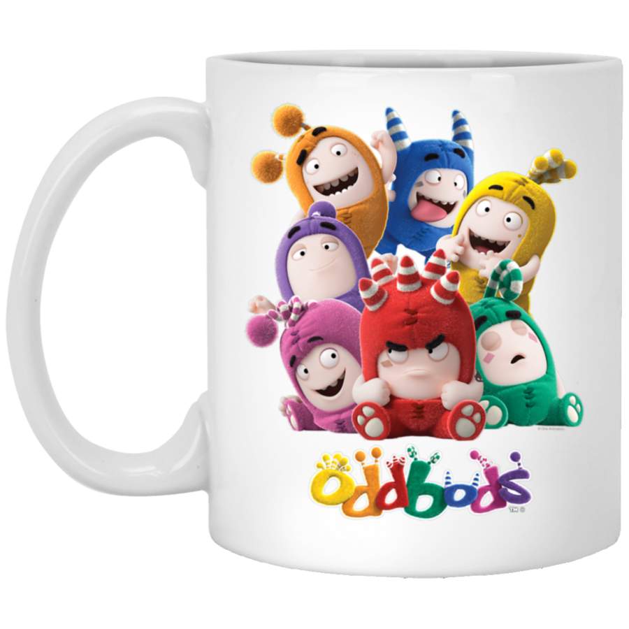 Oddbods All 7 Characters in Cute Funny Poses White Mug