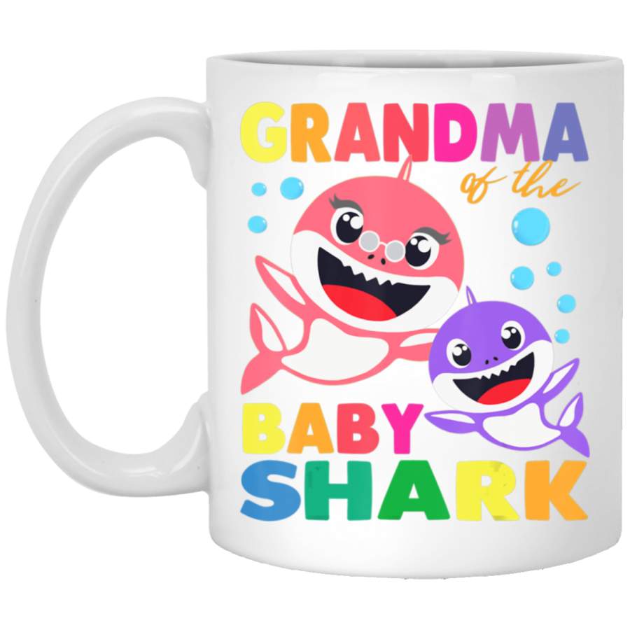 Grandma Of The Baby Shark Birthday Grandma Shark White Mug