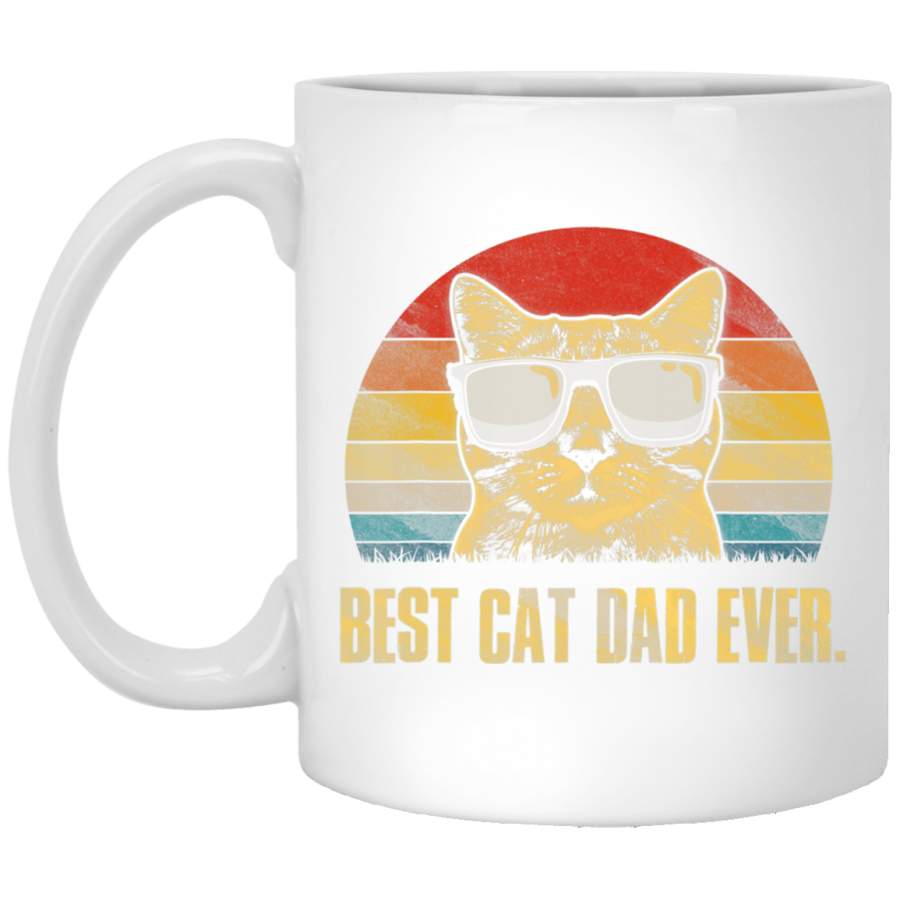 Mens Best Cat Dad Ever Funny Cat Dad Father Vintage Gift White Mug