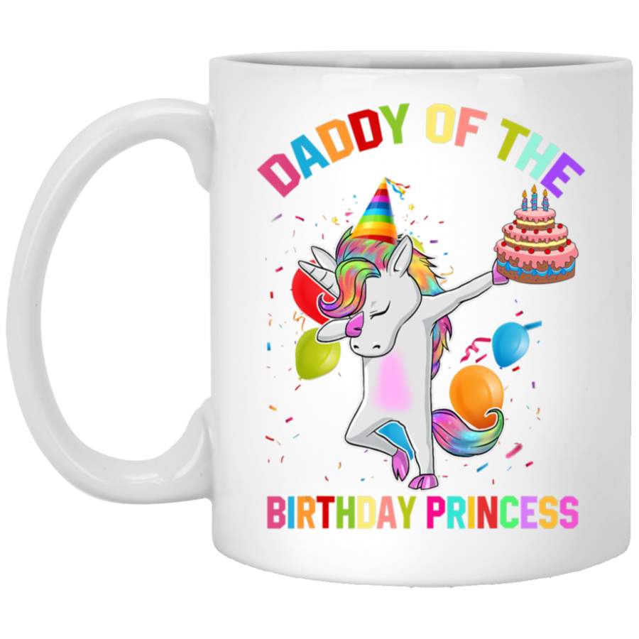 Mens Daddy of the Birthday Princess Unicorn Outfit White Mug