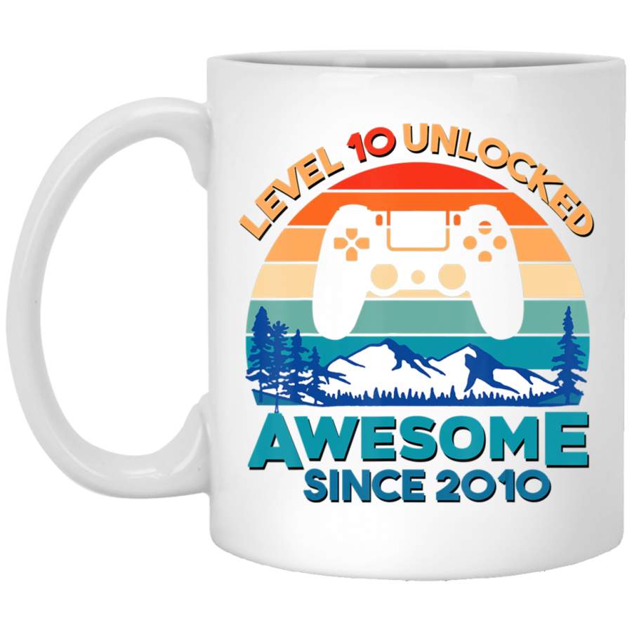 Level 10 Unlocked Birthday 10 Years Old Awesome Since 2010 White Mug