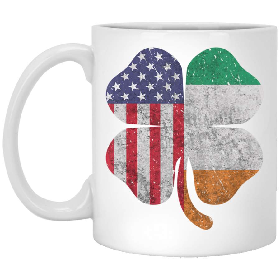 Irish-American Flag Shamrock Flag St Patrick’s Day Gift White Mug