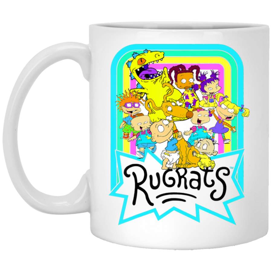 Nickelodeon Rugrats Neon Rainbow Reptar And Friends White Mug