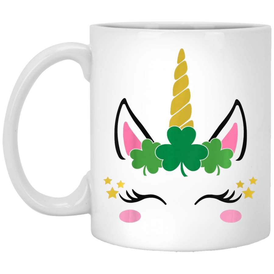 Kids St Patrick’s Day Unicorn Outfit Shamrock Toddler Girl White Mug