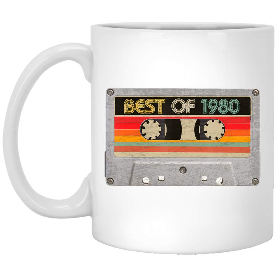 Best Of 1980 40th Birthday Gifts Cassette Tape Vintage White Mug