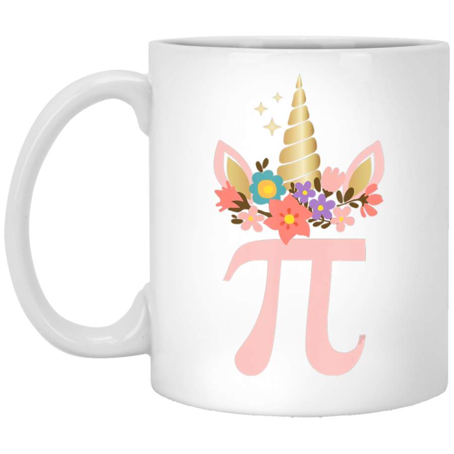 Cute Unicorn Face Pi Day Girls Women Math Geek Tee White Mug