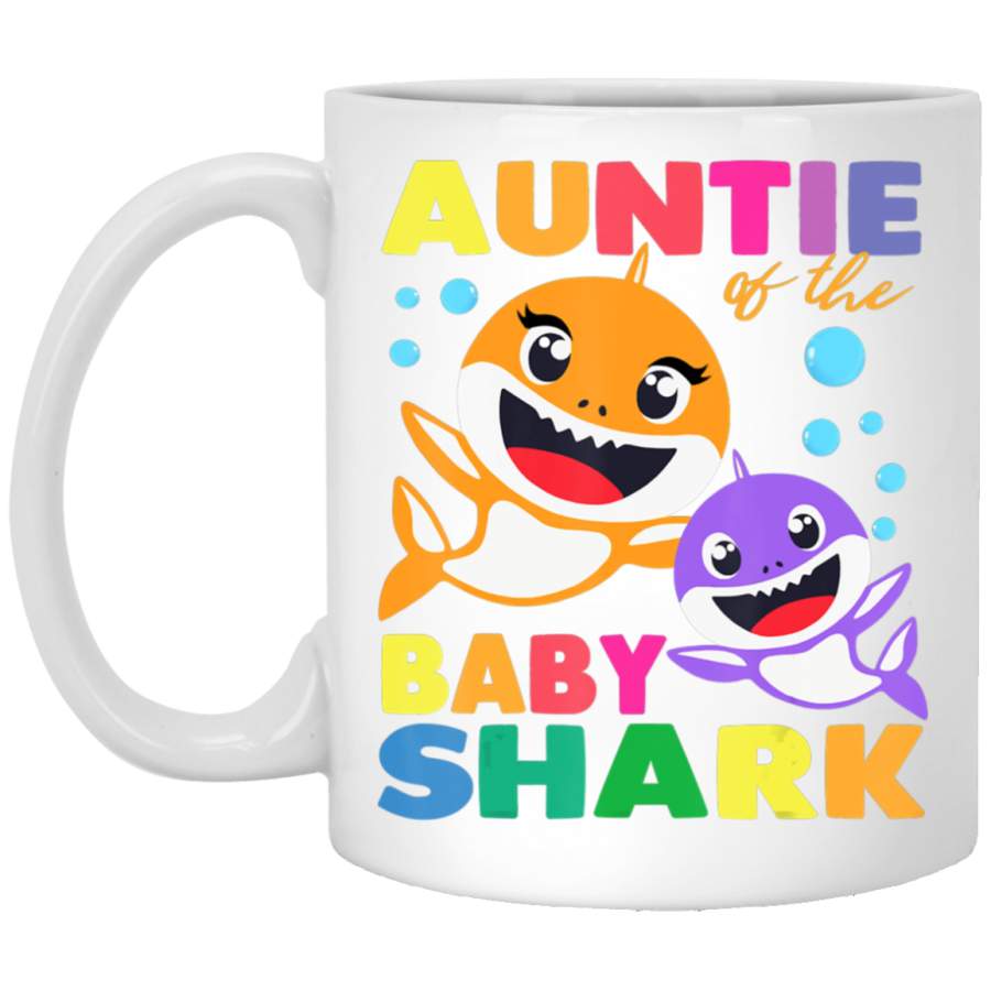 Aunt Of The Baby Shark Birthday Aunt Shark White Mug