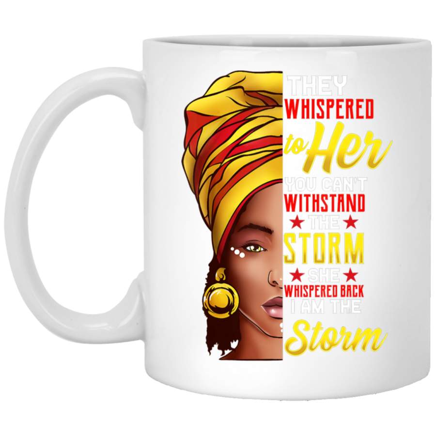 Black History Month African Woman Afro I Am The Storm White Mug