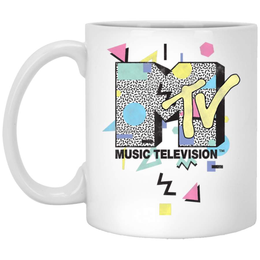 MTV Retro Shape Design Logo Graphic White Mug