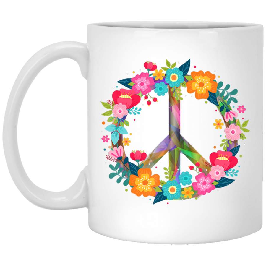 Peace Love Hippie Costume Tie Die 60s 70s White Mug