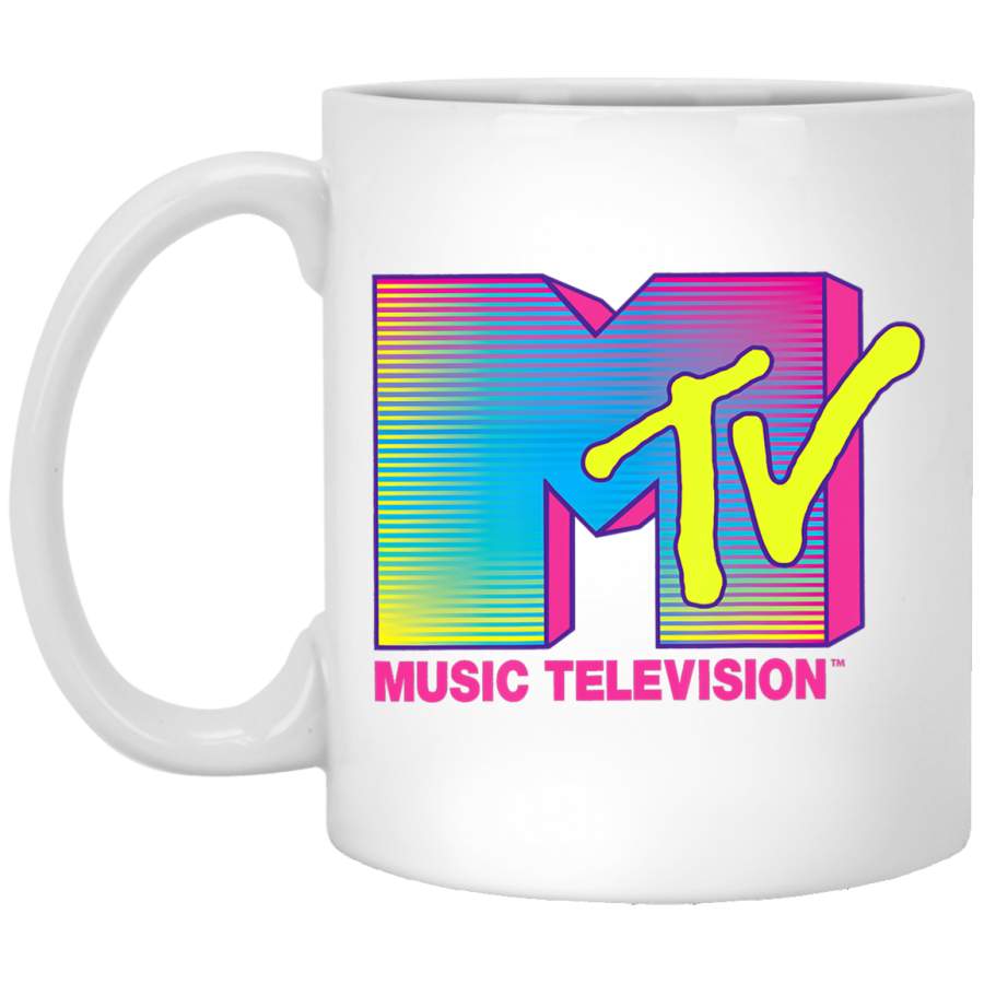 MTV Logo Fluorescent Colors Graphic White Mug