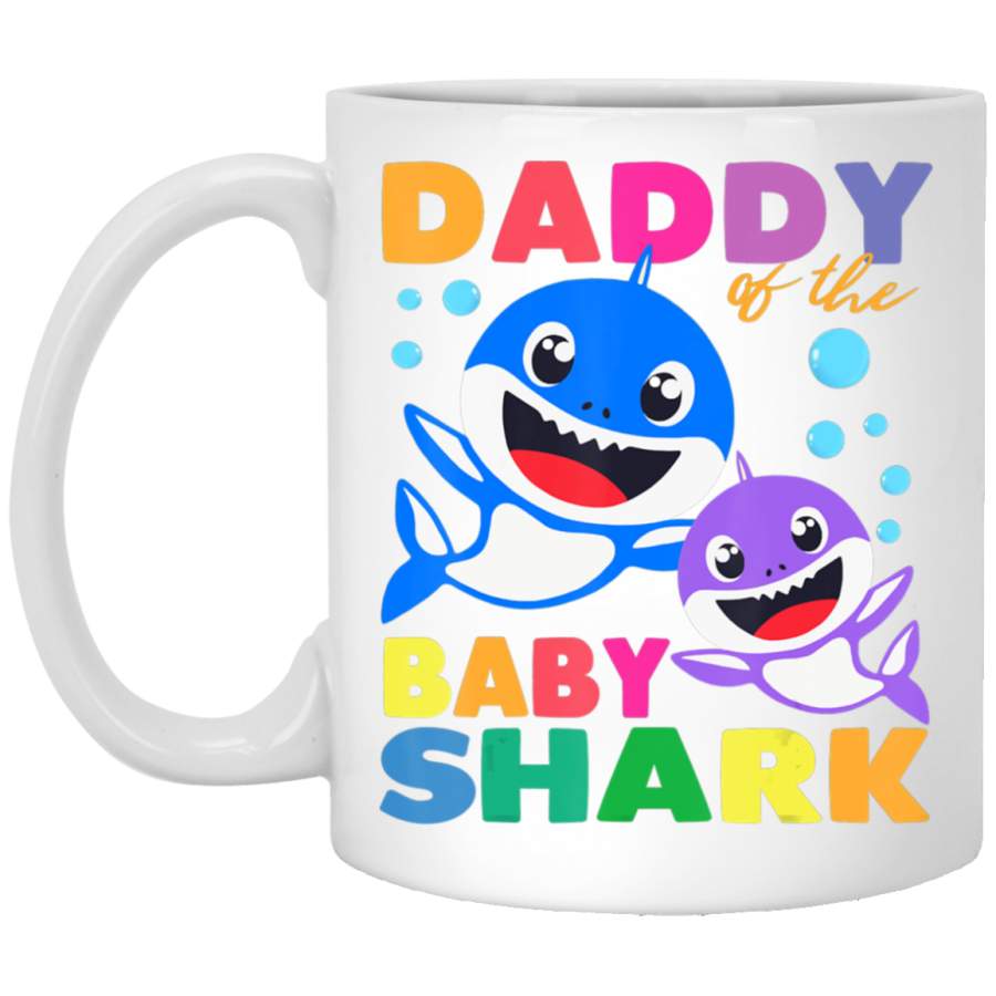 Daddy Of The Baby Shark Birthday Daddy Shark Fathers Day White Mug