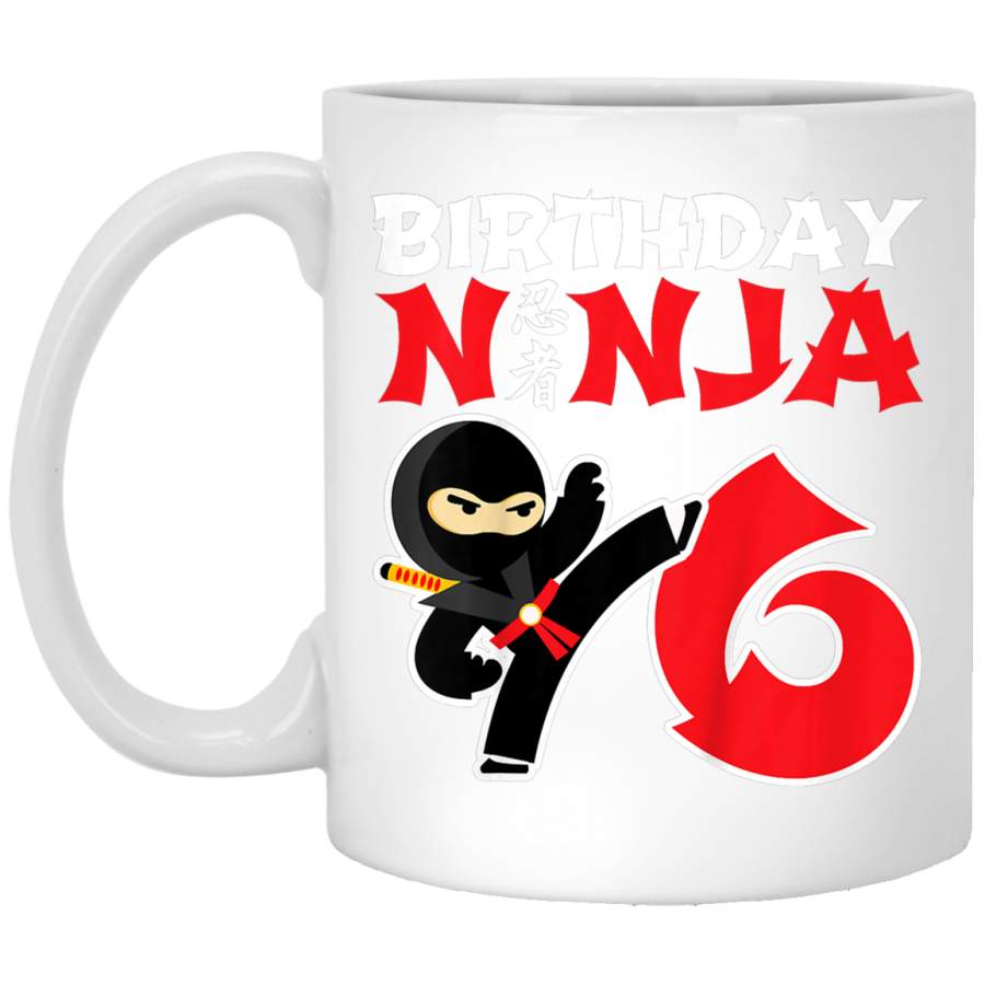Kids Birthday Ninja – 6 Year Old Ninja Birthday Party Theme White Mug