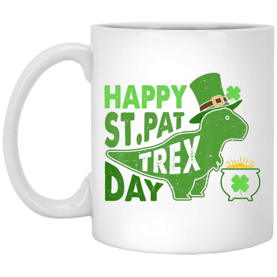 Happy St. Pat T-Rex Day Dinosaur St. Patrick’s Day White Mug
