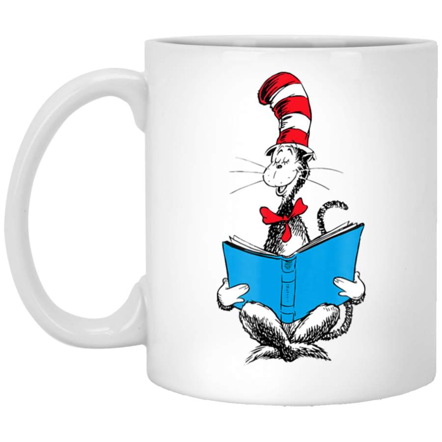 Dr. Seuss Reading Cat T- White Mug