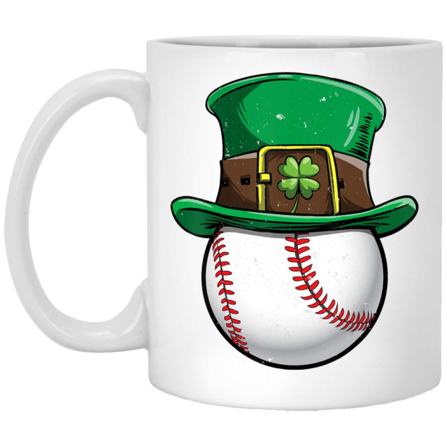 Baseball St Patricks Day Boys Men Ball Leprechaun Catcher White Mug