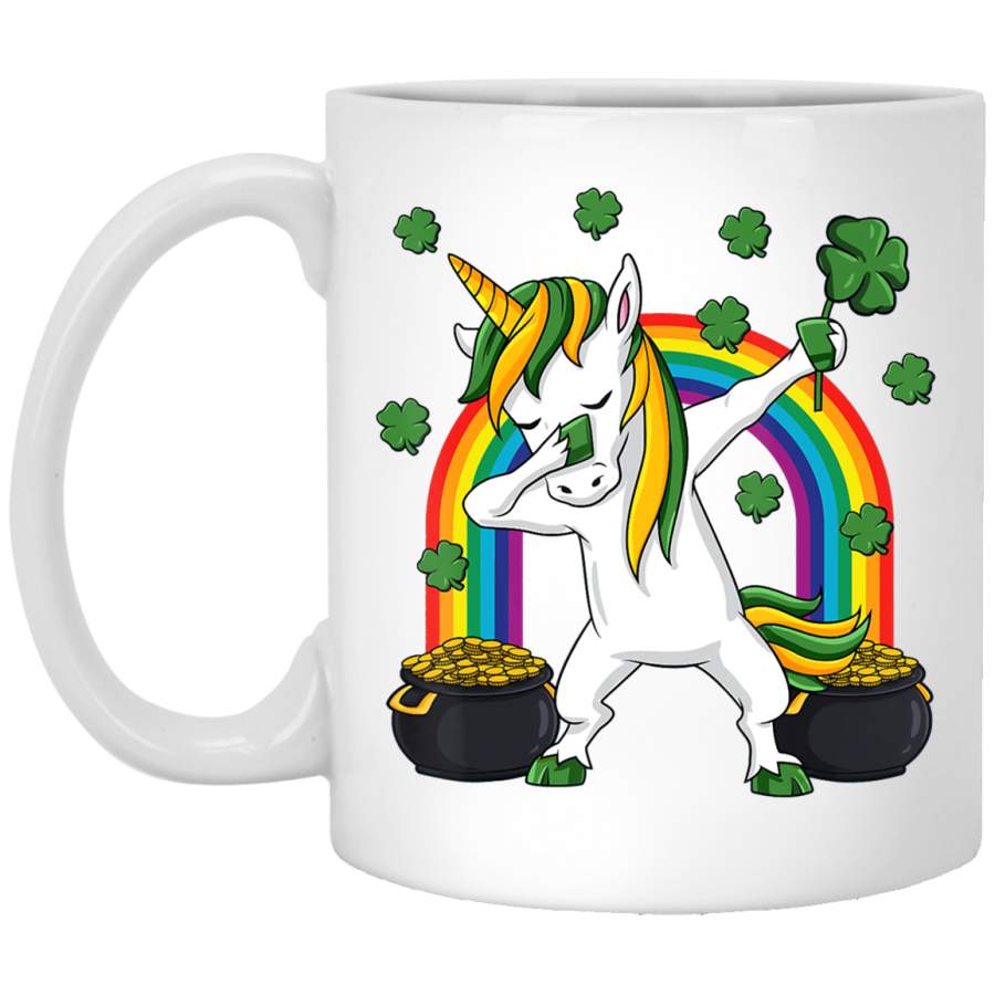 Dabbing Unicorn St Patricks Day Irish Dab Girls Kids White Mug