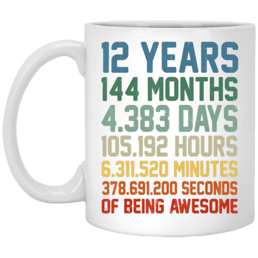 Vintage 12th Birthday Gift 12 Years Old Being Awesome White Mug