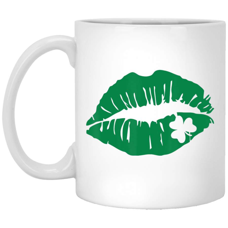 Kiss Me I’m Irish Lips St Patricks Day White Mug