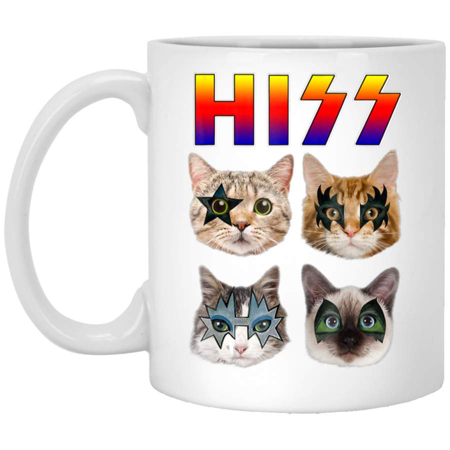 Hiss Funny Cats Kittens Rock Rockin T- Gift Tee Pun White Mug