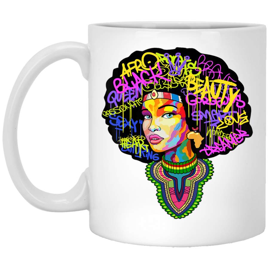 Dashiki Melanin Afro Woman White Mug