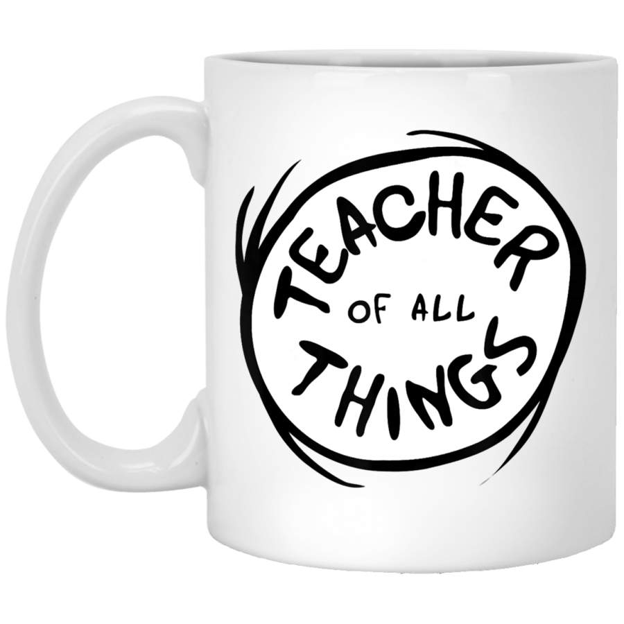 Dr. Seuss Teacher of all Things Emblem RED T- White Mug