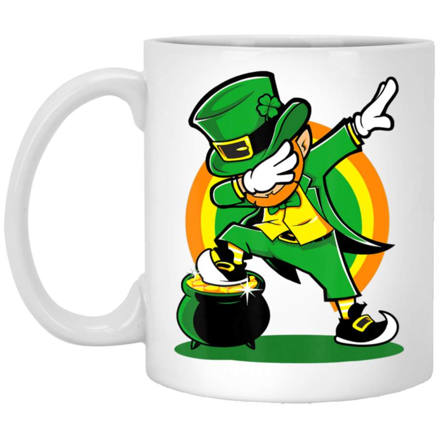 Dabbing Leprechaun Boy, St Patricks Day Kids Men Women White Mug