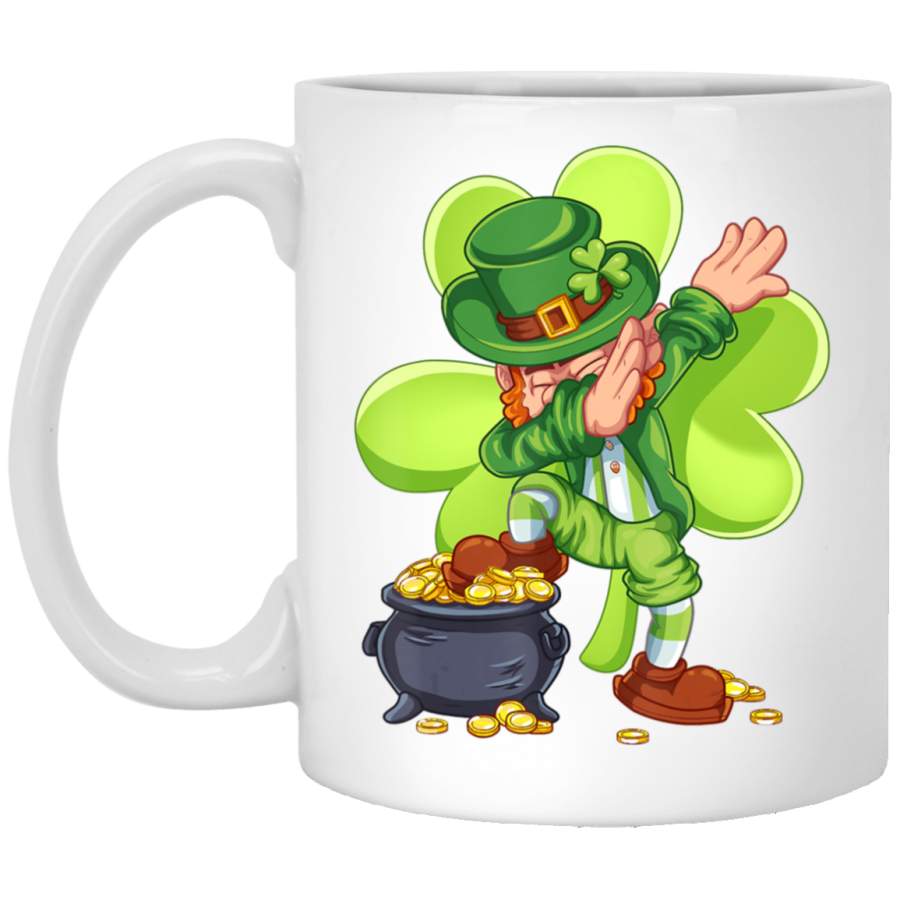 Dabbing Leprechaun St Patricks Day Kids Boys Men White Mug