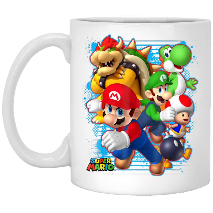 Nintendo Super Mario Luigi Bowser Spray Paint White Mug