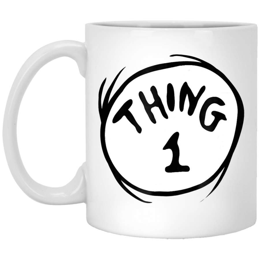 Dr. Seuss Thing 1 Emblem RED T- White Mug