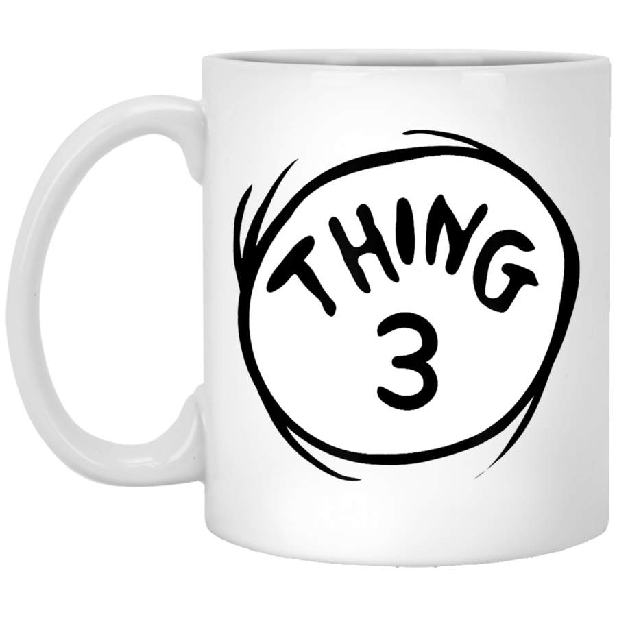 Dr. Seuss Thing 3 Emblem RED T- White Mug