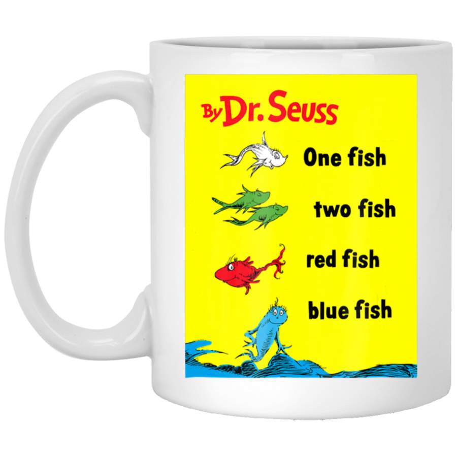 Dr. Seuss One Fish Two Fish Book Cover T- White Mug