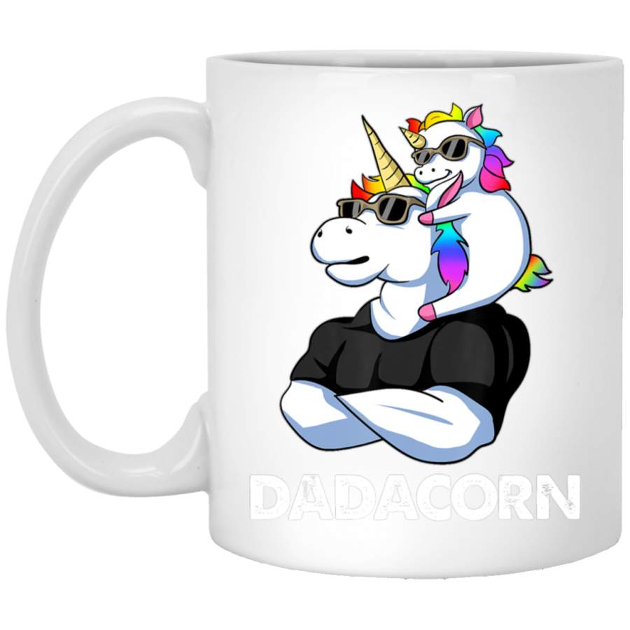 Dadacorn – Unicorn Dad and Baby Christmas Papa Gift White Mug