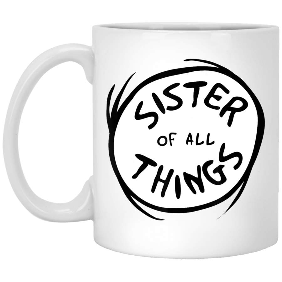 Dr. Seuss Sister of all Things Emblem RED T- White Mug