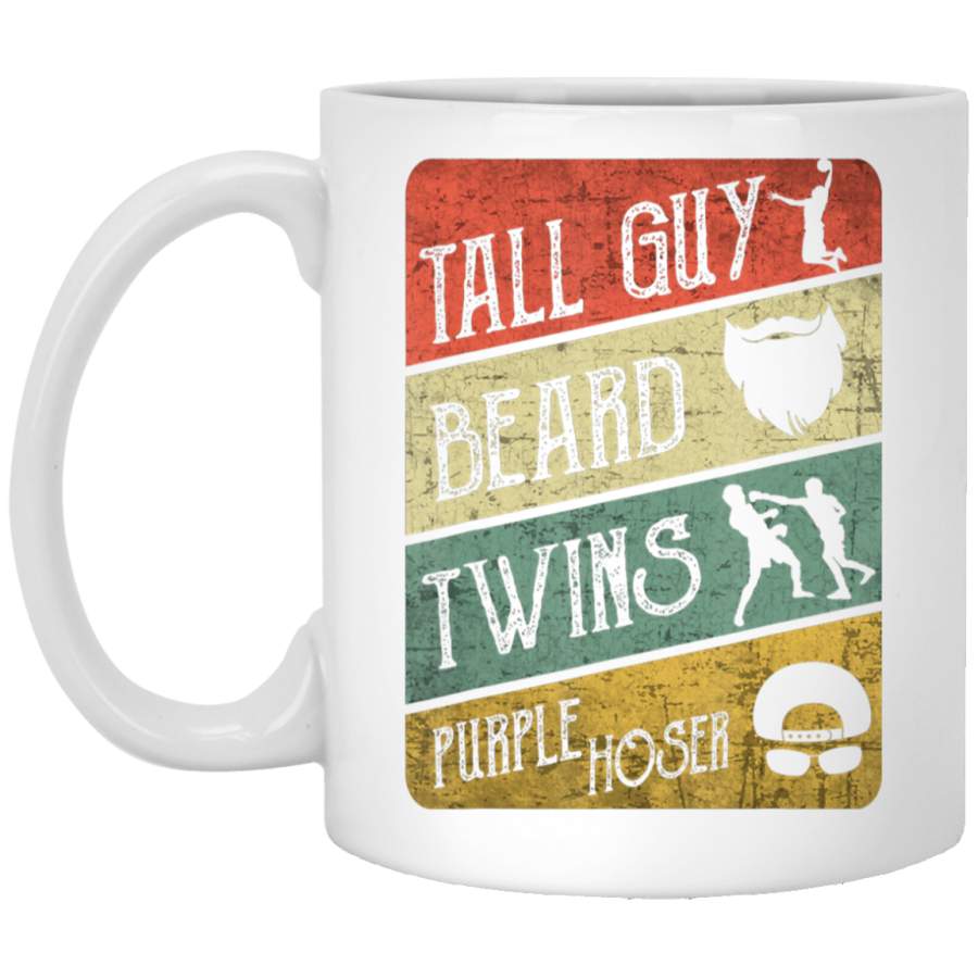 Kids Dude Tall Guy Beard Twins Purple Hoser White Mug