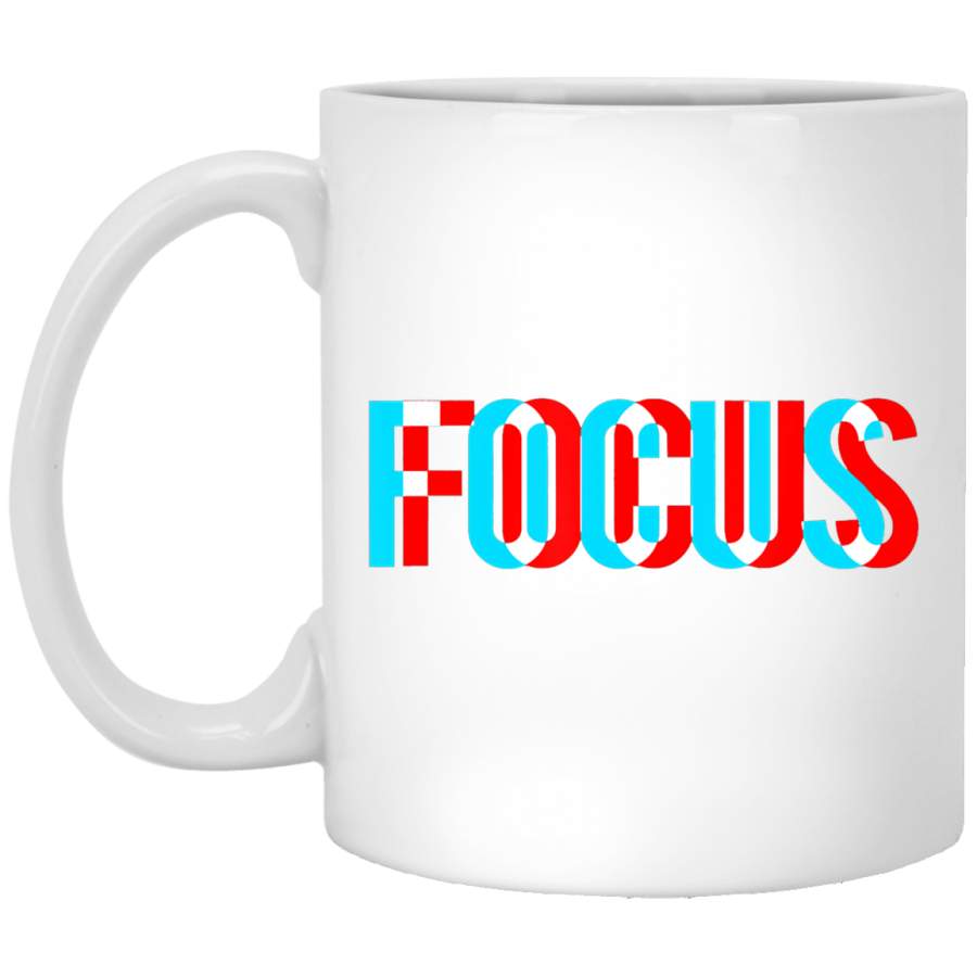 Focus – Optical Illusion Trippy Motivational White Mug