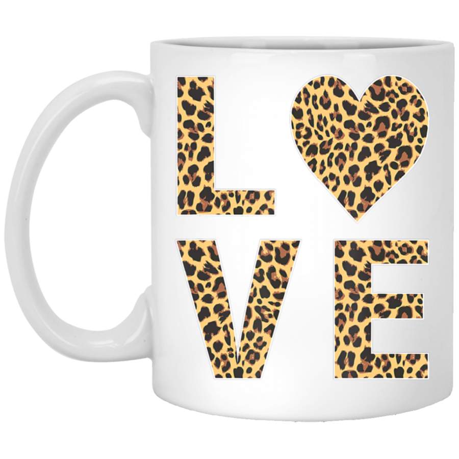 Leopard Skin Love, Vintage Tee For Women Men White Mug