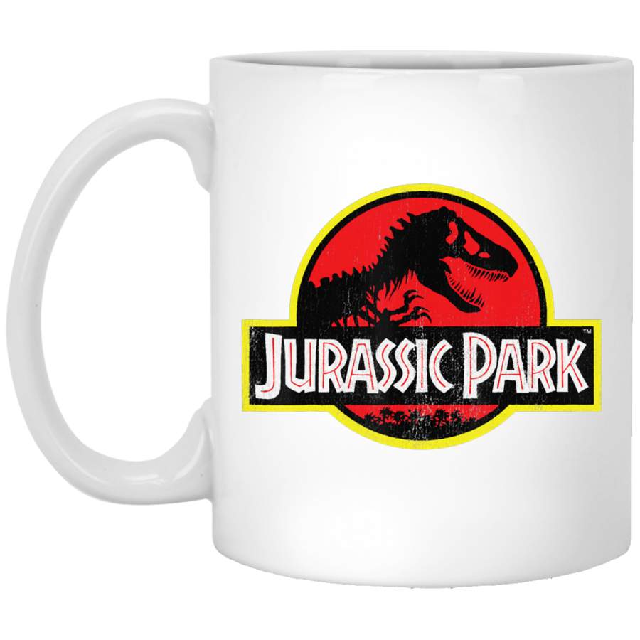 Jurassic Park Distressed Vintage Logo Graphic White Mug