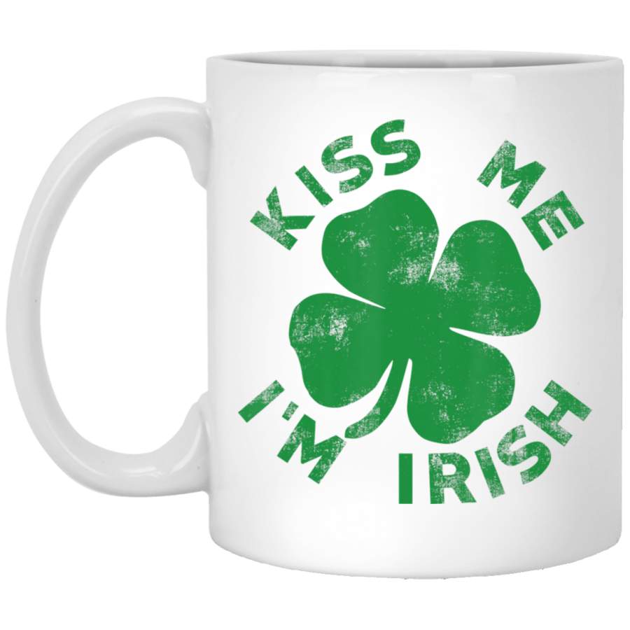 Funny St Saint Patrick’s Day Kiss Me I’m Irish White Mug