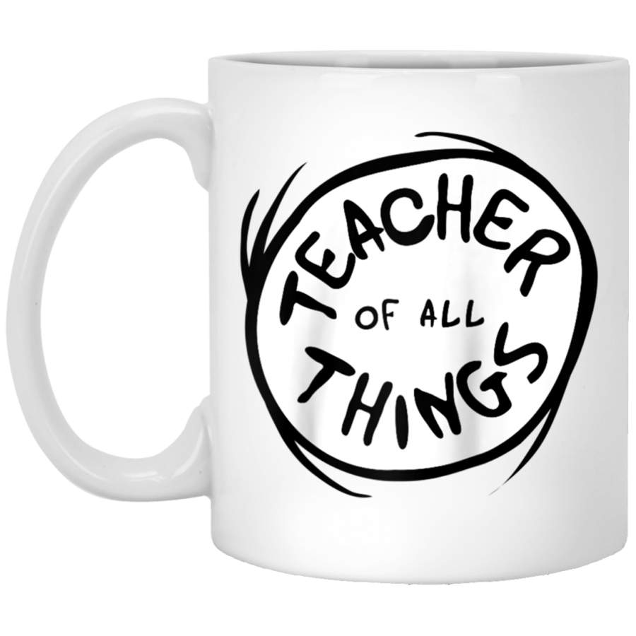 Dr. Seuss Teacher of all Things Emblem Color Option Raglan Baseball Tee White Mug