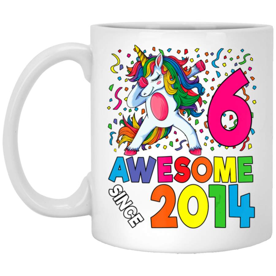 6th Birthday Dabbing Unicorn Party Gift For 6 Years Old Girl White Mug