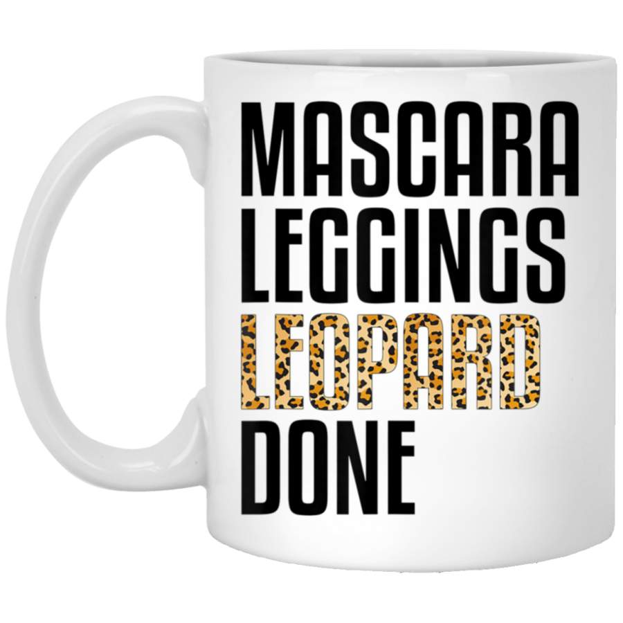 Mascara Leggings Leopard Done Leopard Print Women Girl White Mug