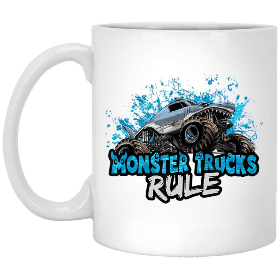 Monster Trucks Rule White Mug