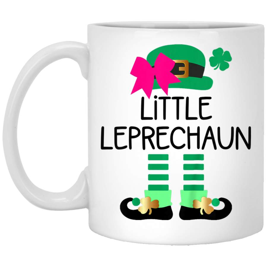 Kids St Patricks Day Gift for Toddler Baby Girl Little Leprechaun White Mug