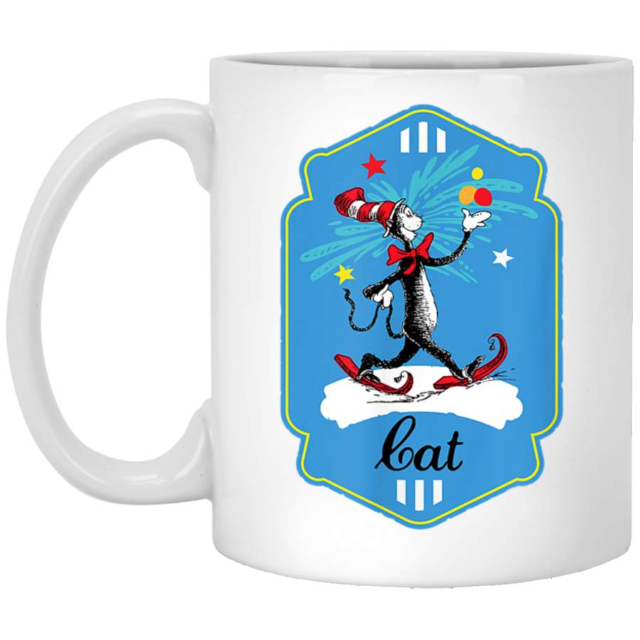 Dr Seuss The Cat in the Hat Snowshoe Badge White Mug