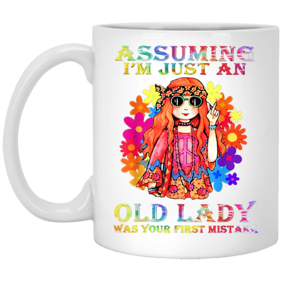 Assuming Im Just An Old Lady Hippie White Mug