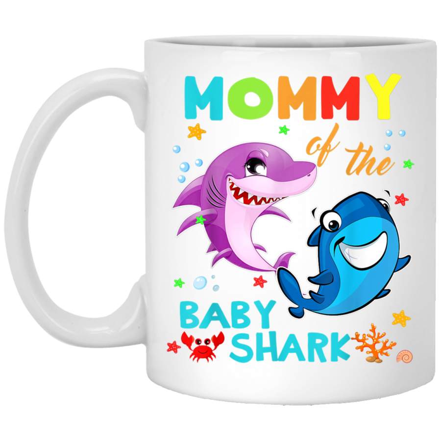 Mommy Of The Baby Shark Birthday Mommy Shark White Mug