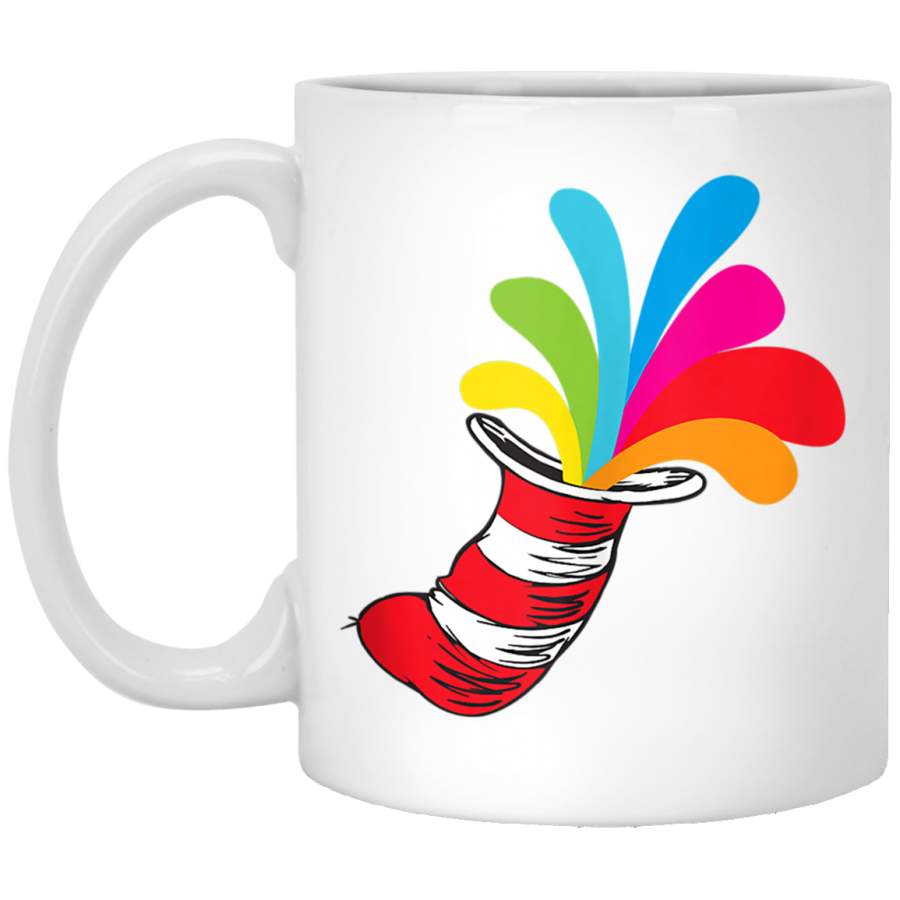 Dr Seuss Hat Color Explosion Tank Top White Mug